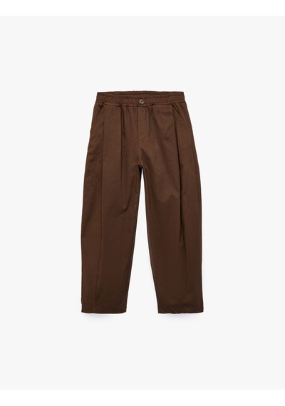 Koton Balon Pantolon Oversize Pile Detaylı Pamuklu Kahverengi 7wkb40015tw Kahve