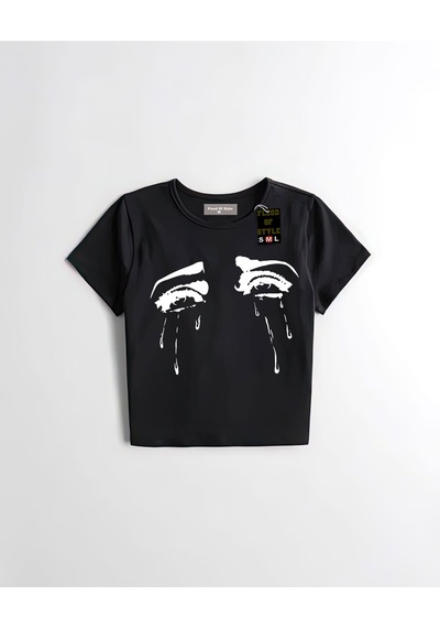 Flood Of Style Siyah Babby Tee Ağlayan Gözler Özel Tasarım