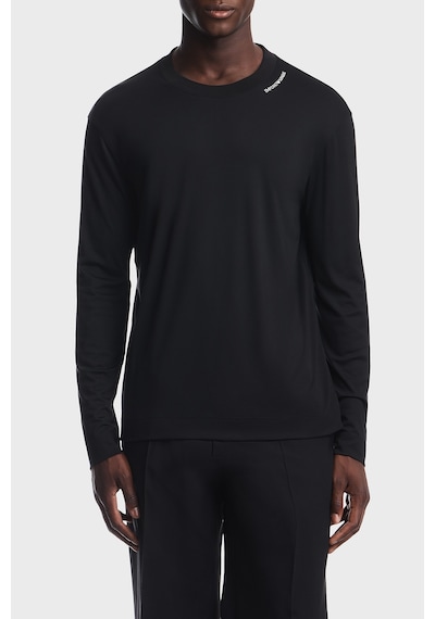 Emporio Armani İpek Karışımlı Bisiklet Yaka Uzun Kollu T Shirt Erkek T Shirt Em006771 Af13721 Uc001 Siyah