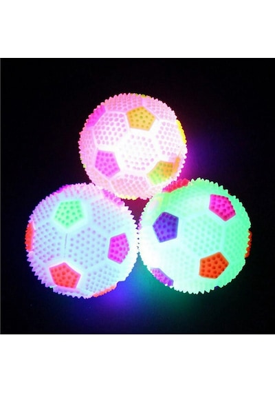 3 Pcs Flashıng Light Up Ball 3 Adet Sesli Led Işıklı Mini Futbol Topu Yoyo Işıklı Stres Oyuncağı Renkli