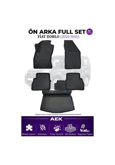 Fiat Doblo 2010-2015 5d Karbon Paspas Takımı +3d Pvc Bagaj Havuzu