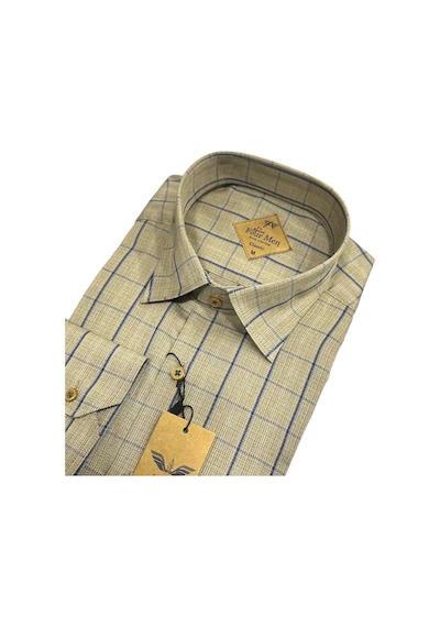 Eren Style Linen Keten Klasik %100 Cotton Uzun Kollu Terletmeyen Gömlek Bej