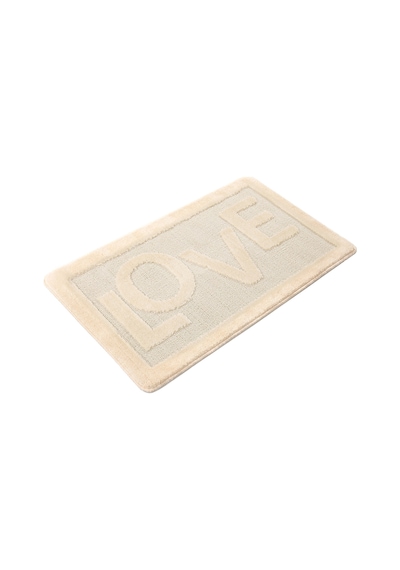 Doğal Kaymaz Taban Banyo Paspas Uzun Ömürlü Yumuşak Dokulu Su Emici Yıkanabilir Love 60x100 Krem