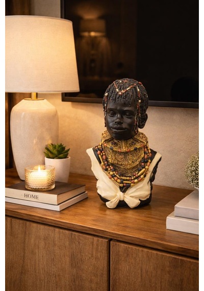 Afrikalı Kadın Büst Biblo 36 Cm Etnik Salon Dekorasyonu, Afrika Temalı Dekoratif Heykel, Konsol Ve Şömine Üstü Dekor Objesi Afrikalı Kadın Büst Biblo 36 Cm Etnik Salon Dekorasyonu, Afrika Temalı Dekoratif Heykel, Konsol Ve Şömine Üstü Dekor Objesi