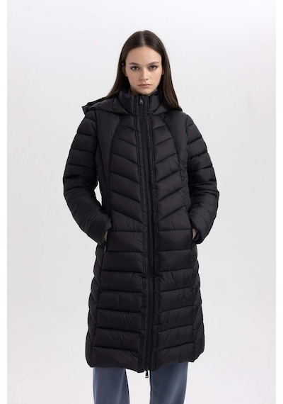 DeFactoFit Su İtici Uzun Şişme Mont Parka Kapüşonlu Slim Fit Dar Kesim Kapitoneli Fermuarlı Cepli A1556AX24WNBK81 Siyah DeFactoFit Su İtici Uzun Şişme Mont Parka Kapüşonlu Slim Fit Dar Kesim Kapitoneli Fermuarlı Cepli A1556AX24WNBK81 Siyah