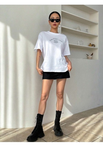 Uyguntarz Unisex Clarıty And Candor Baskılı Tasarım Tshirt Beyaz