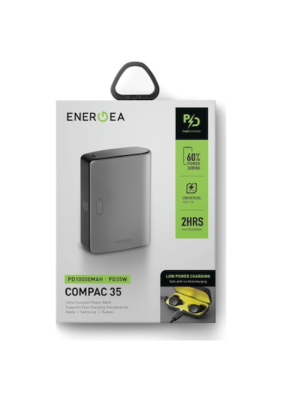 Compac 35 10.000 Mah Dijital Göstergeli 35w Type-c 22.5w Usb Çıkışlı Pd Hızlı Şarj Powerbank - Koyu Gri Koyu Gri