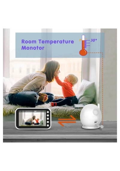 Crow's Tech Ct-lcd Ekranlı Gece Görüşlü Bebek Monitörü - Bebek Izleme Kamerası Oda Sıcaklığı Kontrollü Kablosuz Beyaz