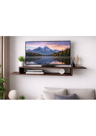 Dekoratif Raflı Duvar Tv Ünitesi Z Raf Barok 130 Barok Ceviz
