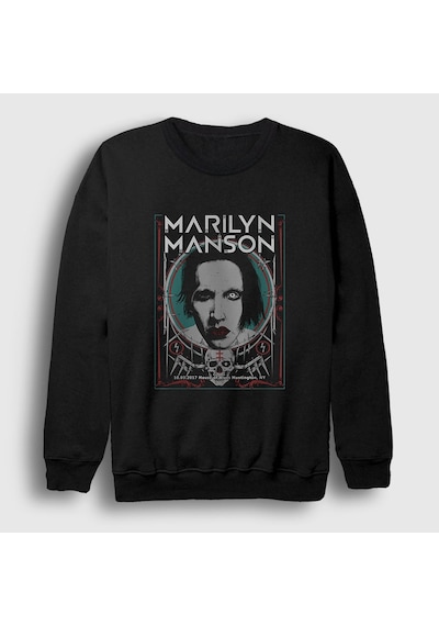 Presmono Unisex Ny Marilyn Manson Sweatshirt Siyah