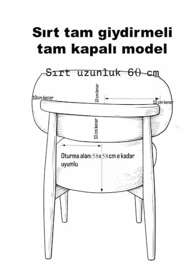 Bohem Elma Sandalye Kılıfı - Sırt Kısmı Tam Kaplama Yıkanabilir Leke Tutmaz Esnek Lastikli Oturma Ve Sırt 2 Parça Gri