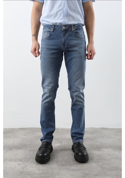 Banny Jeans Erkek Likralı Regular Fit Düz Jean Pantolon Mavi Mavi