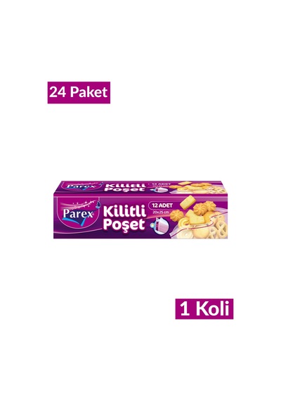 Kilitli Buzdolabı Poşeti Küçük Boy 12'li 20 X 25 Cm 24 Paket 1 Koli