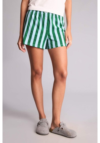 Defacto Oversıze Kısa Kollu 2li Yeşil Şortlu Pijama Takımı I0436ax26hsgn503 Yeşil-gn503