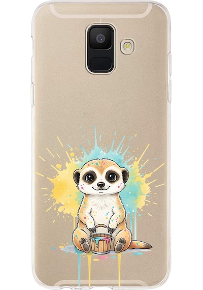Samsung Galaxy A6 2018 İle Uyumlu Splash Mirket Tasarımlı Şeffaf Silikon Kılıf Şeffaf