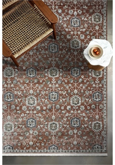 Mariesse Home Antik Serisi Vintage Modern Dokuma Salon Oturma Odası Halısı 406-bordo