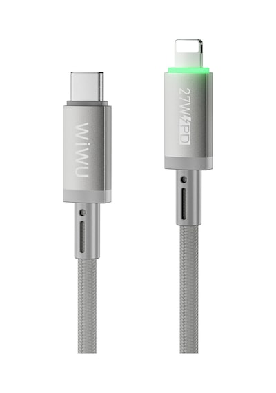 Wiwu Wi-c083 Maglink Serisi Işıklı Magnetik Type-c To Lightning Pd Data Ve Şarj Kablosu 27w 1m Gri