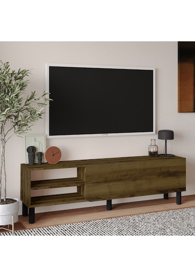 İnarch Dizayn River 150 Cm Modern Tv Sehpası Kapaklı Ve Raflı Tasarım Ceviz