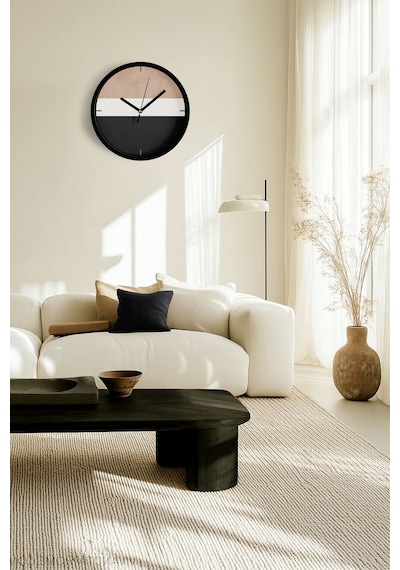 Klasik Modern Tasarım Duvar Saati - 25cm - Önü Camlı Siyah Kasa - Sessiz Mekanizma-jh0251 Siyah