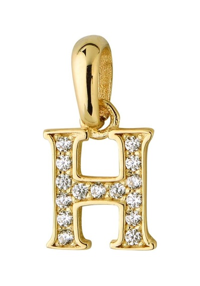 Goldkupe 14 Ayar Altın H Harfi Taşlı Kolye Ucu 0,50 Gr-6342 Altın