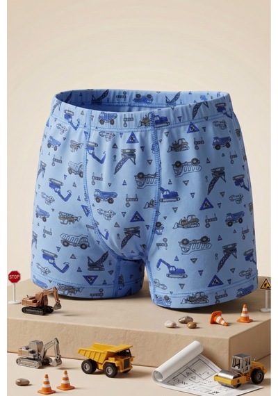 Andredimoda Erkek Çocuk Boxer Pamuklu Desenli Boxer 3'lü Paket Karışık Karışık