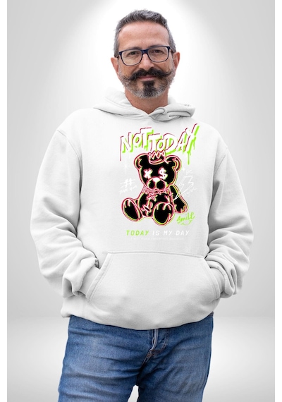 Bugün Değil Kadın Erkek Beyaz Kapüşonlu Sweatshirt Hoodie Beyaz