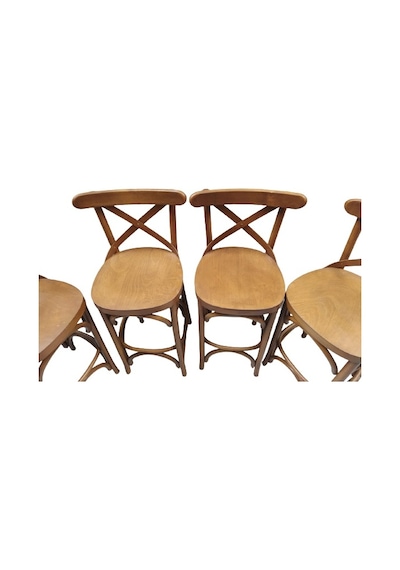 Sandalye Zus709 Çapraz Bar Model Klasik Mobilya Kayın Torna Retro 4 Adet Natüre Ceviz Renk El Yapım