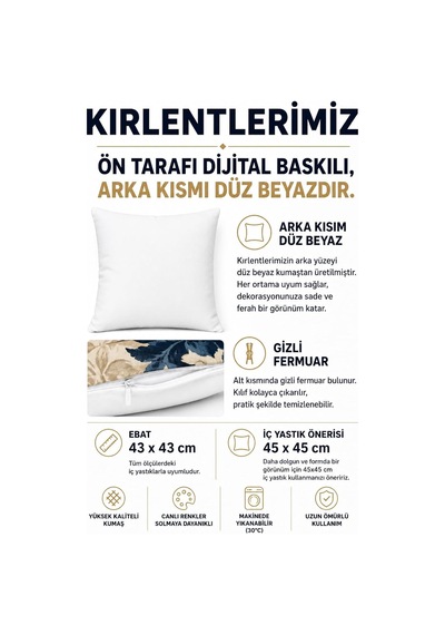 4'lü Set Bohem Etnik Tüy Motifli Dekoratif Kırlent Kılıfı 43x43 Cm - Renkli Dijital Baskılı Salon Yastık Kılı Diğer