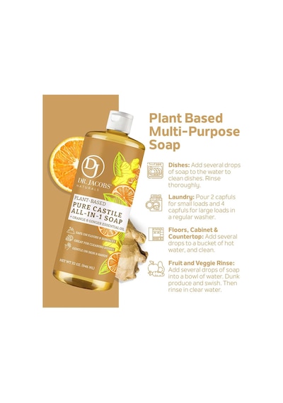 Dr. Jacobs Naturals Portakal Ve Zencefil Özlü Çok Amaçlı Bitkisel Kastil Sabun 946ml