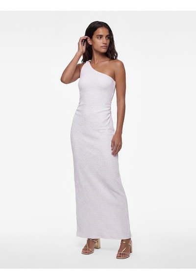 Koton Bürümcük Kumaş Kolsuz Drape Detaylı Tek Omuz Uzun Elbise Lila 6sak80029uk Lila