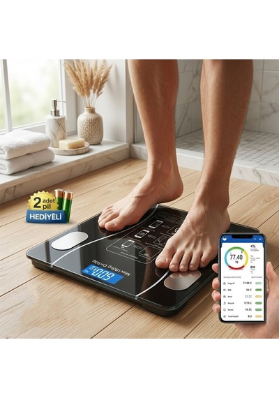 Plt Power Dijital Baskül Terazi Tartı 180kg/50g Kas Oran Bluetooth Vücut Analizli Su Yağ Bmı Diğer