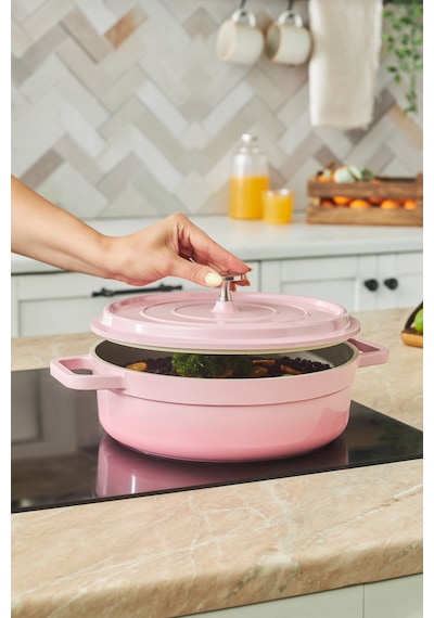 Karaca Swiss Crystal Neocast 7 Parça Döküm Tencere Seti Pembe Pembe