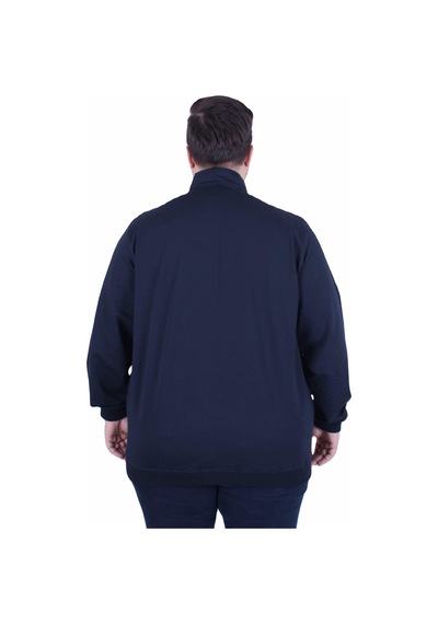 Starbattal Büyük Beden Basic Mevsimlik Fermuarlı Sweatshirt 22750 Lacıvert Lacivert