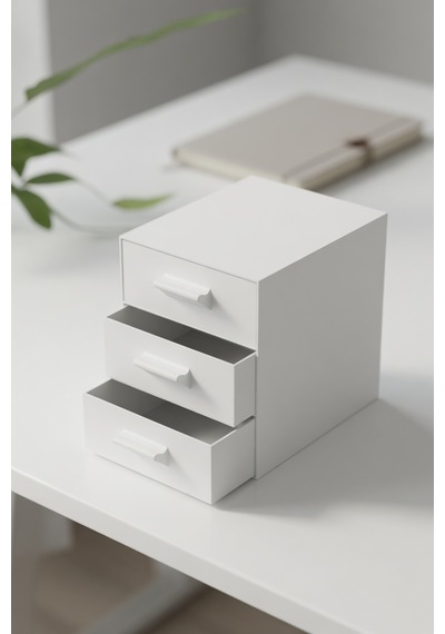 3 Çekmeceli Masaüstü Organizer Mini Şifonyer Takı Makyaj Düzenleyici 18x15x18 Cm
