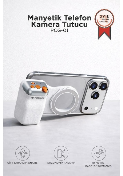Telefon Tutucu Mıknatıslı Magsafe Uyumlu Bluetooth Deklanşör Kumandalı Tutucu Pcg01 Beyaz Siyah