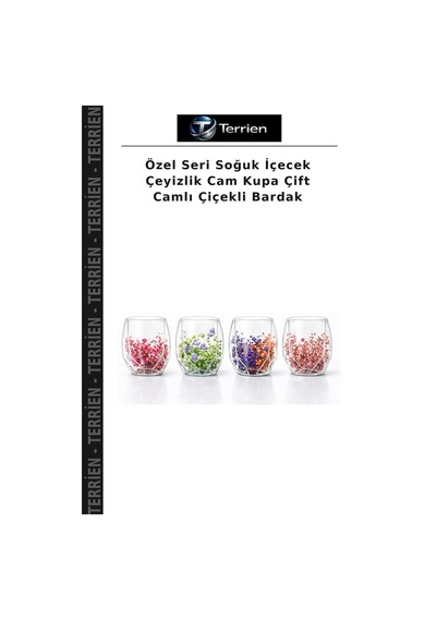 Özel Seri Soğuk İçecek Çeyizlik Cam Kupa Çift Camlı Çiçekli Bardak Şeffaf