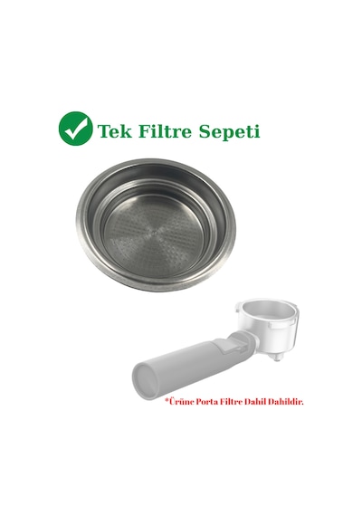 Grundig Ksm-5330 Uyumlu 51 Mm Tekli Espresso Filtre Sepeti - Yedek Çelik Süzgeç Gri