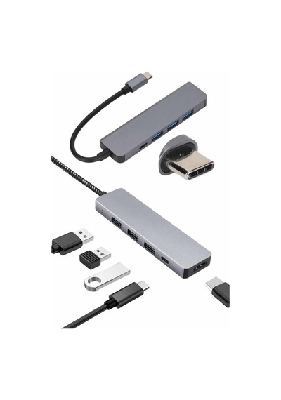 Apple Uyumlu Macbook Type-c Hdmı Usb 3.0 3'ü 1 Arada Dönüştürücü Adaptör