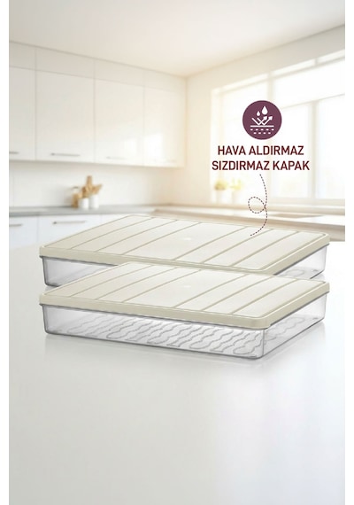 Selka Home 2 Adet 2,25 Lt. Nora Organizer Buzdolabı Buzluk Düzenleyici Saklama Kabı