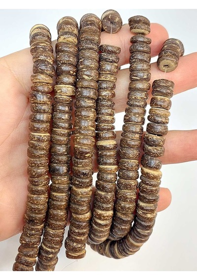 Bileklik Boy Hindistan Cevizi Kabuğu Ahşap Yarım Dizi Rondela Kesim 8.5 3mm 18cm Uzunluğundadır Çok Renkli