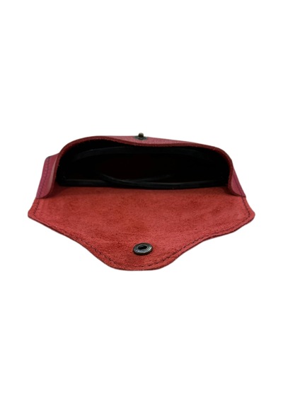 Ln Leather Gerçek Deri Gözlük Kılıfı Kırmızı