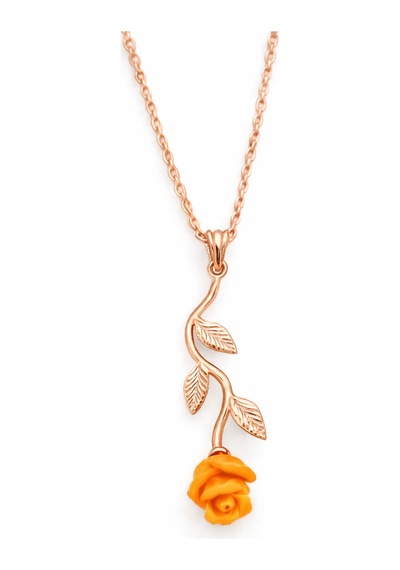 Çekirdekjewelry 925 Ayar Gümüş Pembe Güllü Ters Kolye Pembe
