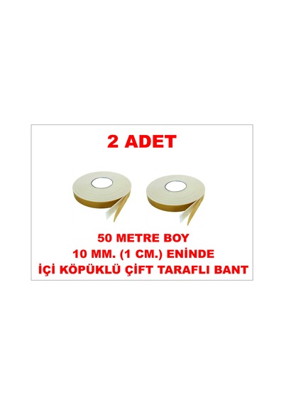 Çift Taraflı İçi Köpüklü Sarı Bant 50 M. Uzunlukta 10 Mm-1 Cm Ebatında 2 Adet