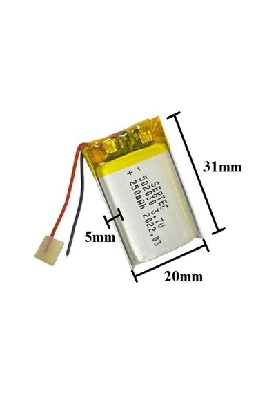 Sertec 502030 3.7v 250 Mah Lityum Polimer Pil 1.5a Drone Için Uygun Değildir