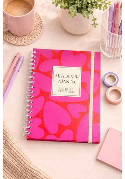 Lizy 2026-2027 Akademik Ajanda - A5 Spiralli Planner Tasarım-2 Kırmızı