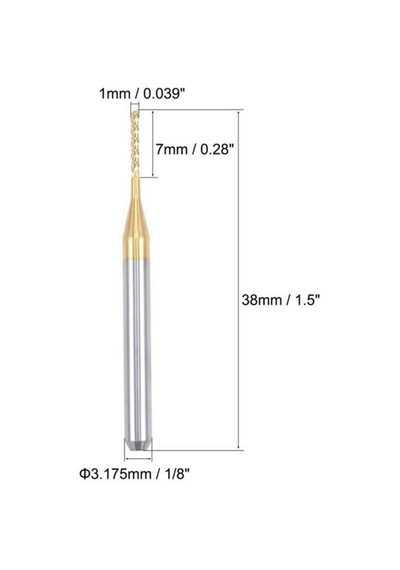 Pcb Mini Karbür Freze Kesici 1.0-3.0mm 10 Lu Set 3.175mm Shank