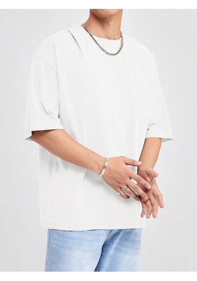 Basic Süprem T-shirt - Beyaz Oversize Bisiklet Yaka Tişört Beyaz-78306 Basic Süprem T-shirt - Beyaz Oversize Bisiklet Yaka Tişört Beyaz-78306