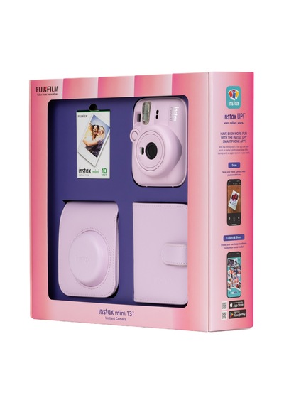 Instax Mini 13 Pembe Fotoğraf Makinesi 10'lu Film Kare Albüm + Deri Kılıf Bundle Box