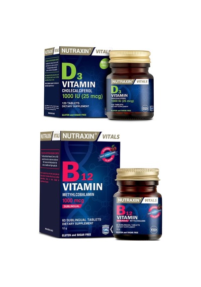 Nutraxin Vitals B12 Vitamini 1000 Mcg 60 Dilaltı Tablet + Vitamin