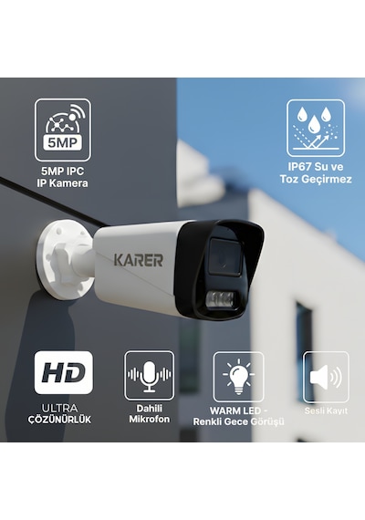13'lü Ip-5mp-poeli-sesli -gece Renkli- Su Geçirmez- Full Hd-500gb-güvenlik Kamera Seti